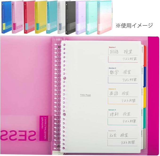 Maruman Session 26-Ring Binder, 5 Tab Dividers, B5, 7.17"x10.12", Clear | Flexible Translucent Cover, Holds Up To 120 Sheets, Erasable Tabs, Storage Pocket, For Loose-Leaf Organization, Made in Japan