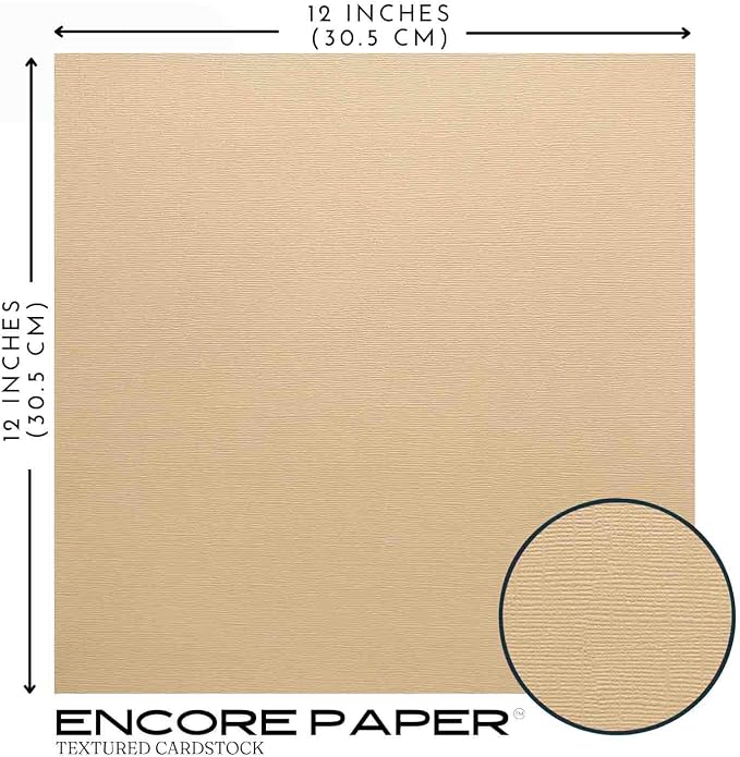 LIGHT ALMOND—12x12 Textured Cardstock | 80lb Textured Brown/Tan Scrapbook Paper | Premium Cardstock for Cricut Cutting | 25 Sheets