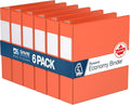 Premium Economy 3-Ring Binder, Spine Label, 2" D Rings, 6 Pack | Heavy-duty binder, fits 8.5" x 11" paper, orange, customizable spine, made in Canada, ideal for school or office use