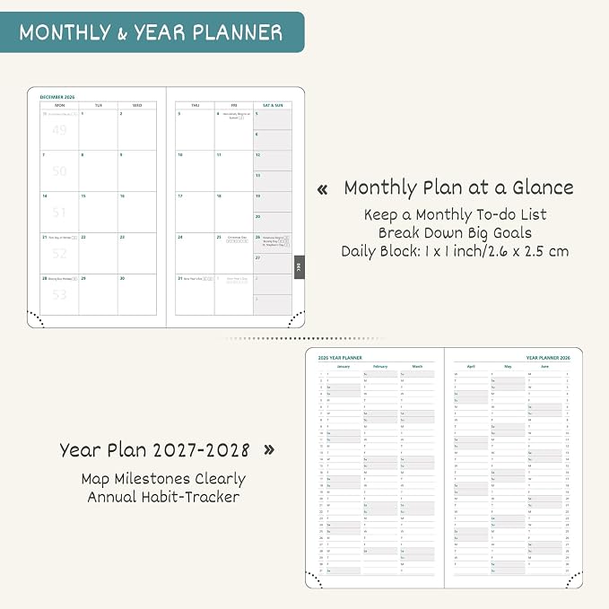 BEZEND Pocket Calendar 2027, Weekly Monthly Planner for Purse (3.5" x 6")