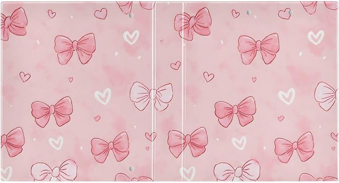 White Pink Bow Heart 3 Ring Binder with 2 Interior Pockets 1.5 inch Binders 3 Ring Heavy Duty Fit 8.5" x 11" Letter Size for Office School, 2 Pack