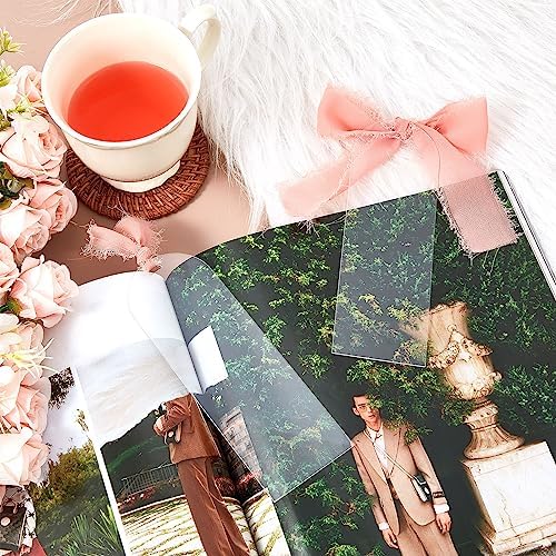 Yeaqee 100 Pcs Arch Shaped Clear Acrylic Bookmark Blanks with Ribbon