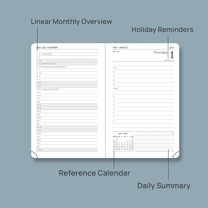 POPRUN 2027 Small Daily Planner One Page Per Day,Pocket Size Daily Calendar