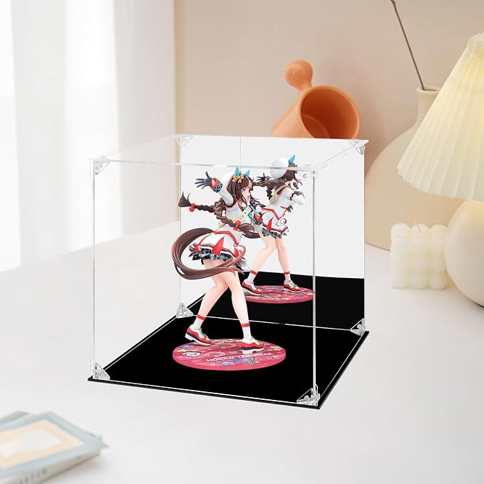 Acrylic Display Case Clear Action Figure Display Case with Mirrored Back, Dustproof Protection Display Box Alternative Glass Case for Collectibles Figures Models Doll Toys (12x12x12 inch, 30x30x30cm)