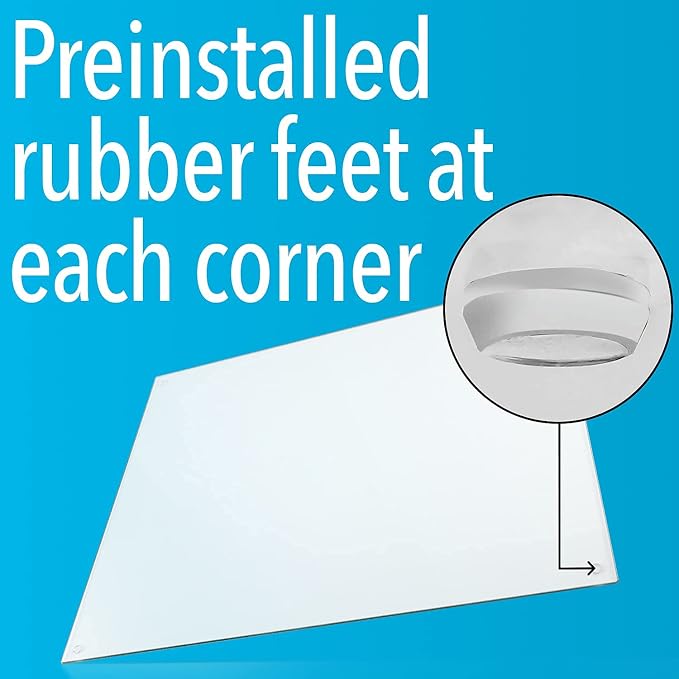 IMPRESA Clear Tempered Glass Desk Mat - 19 x 24 in, Clear - Table Protector & Desktop Mat for Office Accessories with Dry-Erase Surface & Preinstalled Rubber Feet