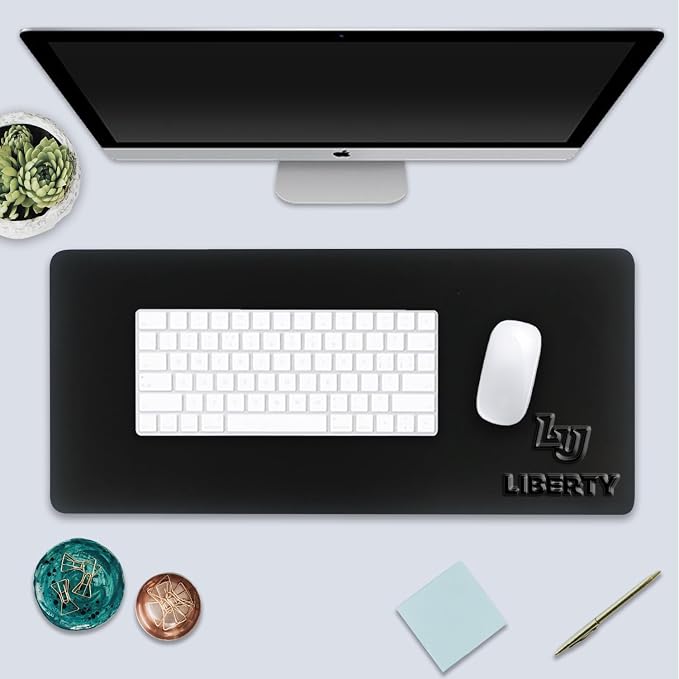 Liberty University Alumni Desk Mat, Durable Office Supplies, Non-Slip Base, Responsive Desk Pad with Smooth Surface, Black