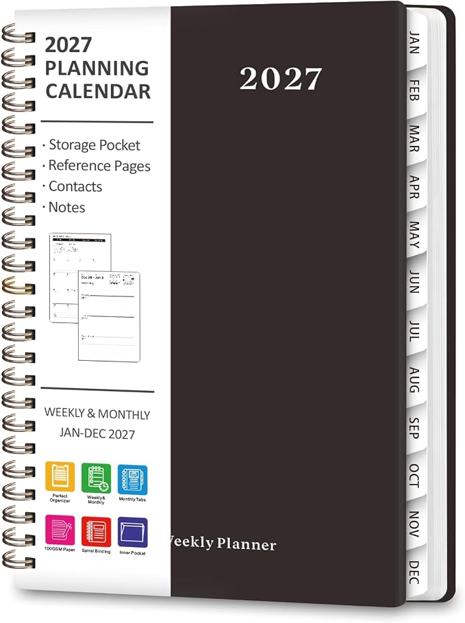 2027 Planner, Weekly and Monthly Calendar Planner Book, A5(6.3'' x 8.5'')
