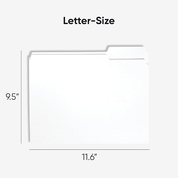Smead Standard File Folders, 100 Count, White, 1/3-Cut Tabs, Letter Size (12843)