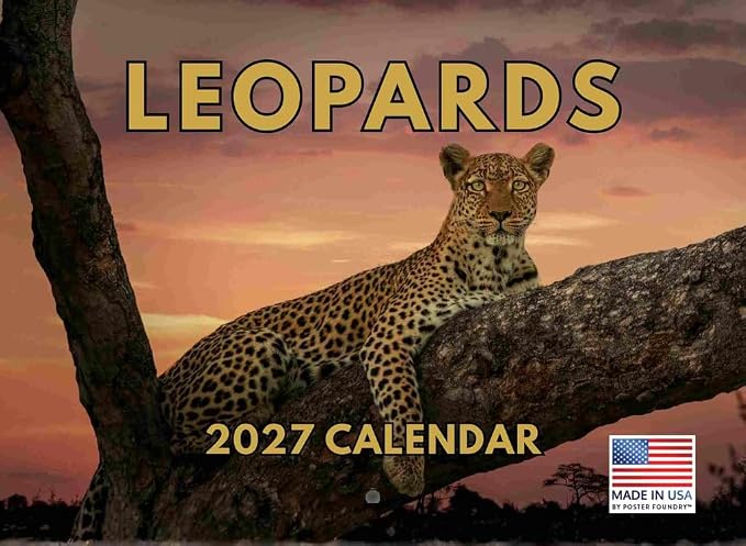 Leopard Calendar 2027 Monthly Wall Calender 12 Month