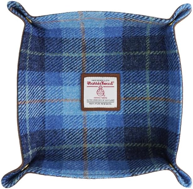 Harris Tweed Wool Valet Tray - Handcrafted Desk Organizer with Brass Snaps,Versatile Storage for Keys, Coin, Jewelry, and More