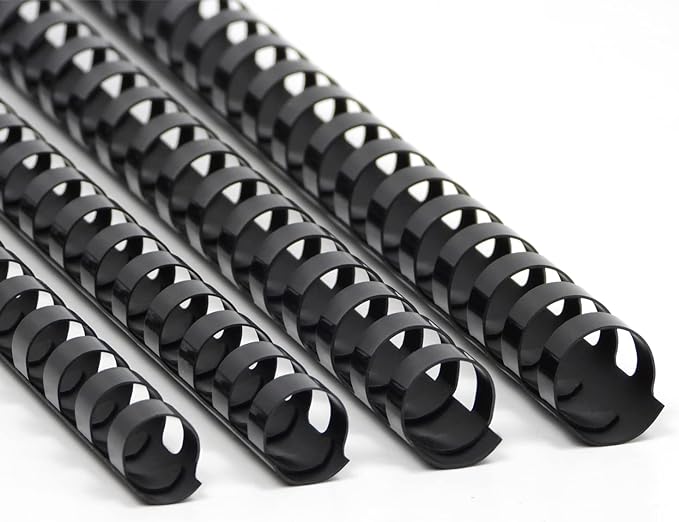 Rayson CR12141618BK Plastic Binding Combs 1/2in. 9/16in, 5/8in, 11/16in, 19-Ring Letter Size, Black Comb Binding Spines, Multi-Size Pack of 80