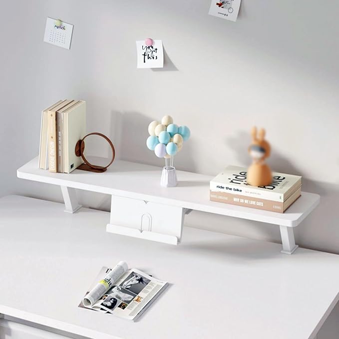 Clamp on Desk Shelf with Reading Stand 23.6x7.8in Space-Saving | Desktop Extender Klemmbares Schreibtisch Organizer Regal Adjustable Floating Desks Shelf for Office Dorm Desk Organization