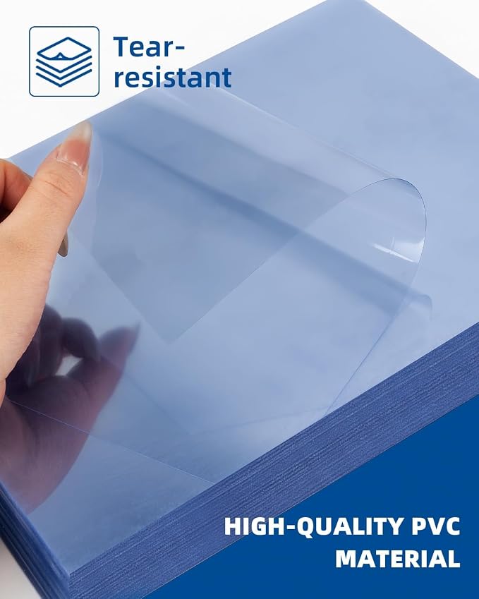 Dynta 200 Pack Binding Covers A4 Clear Report Cover | Letter Size, 8.5x11 Inches, 8 mil PVC Sheets, Square Corners, Un-Punched, Office Supplies