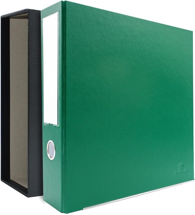 3-Ring Premium Binder & Slip Case - Evergreen, by Bindertek | 3" Spine Width, 525 Sheet Capacity, 2" D-Rings, Linen-Textured Covers, Steel Reinforced Edges
