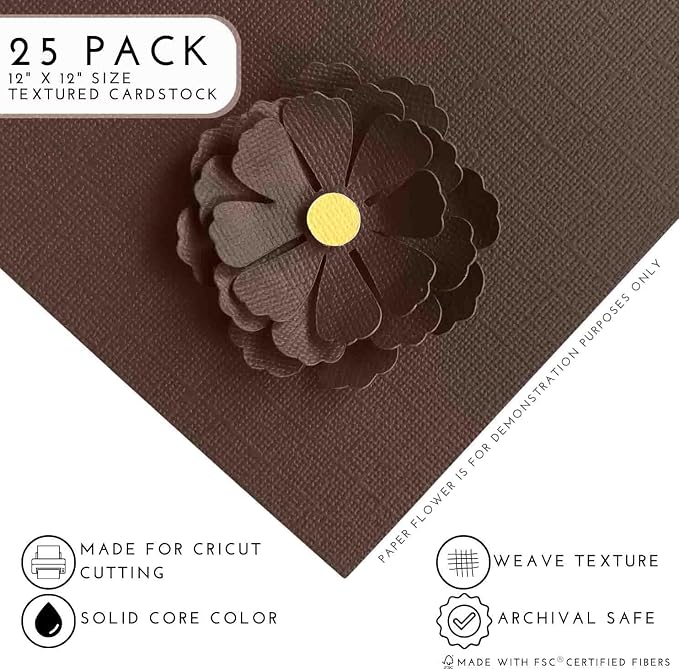 BROWN EYES—12x12 Textured Cardstock | 80lb Textured Brown/Tan Scrapbook Paper | Premium Cardstock for Cricut Cutting | 25 Sheets