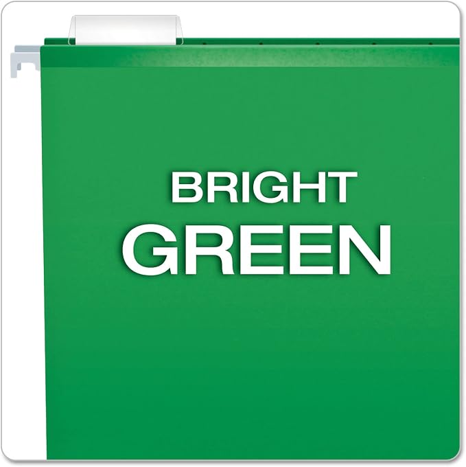 Pendaflex Reinforced Hanging File Folders, Letter Size, Bright Green, 1/5 Cut, 25/BX (4152 1/5 BGR)