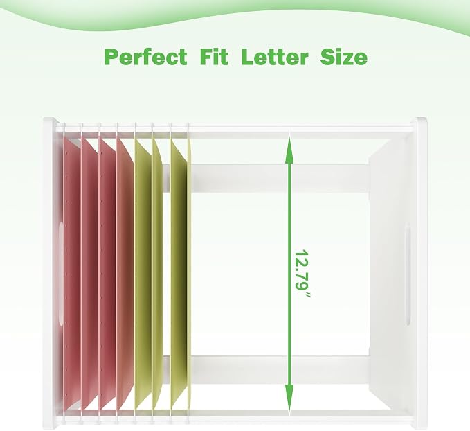 Bamboo Hanging File Box Organizer, Wood File Folder Storge, 2 Pack, White