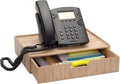 MobileVision Bamboo Telephone Stand with Drawer Stackable Storage Solution for Office Products Pens, Pencils, Scissors, Notepads, Business Cards and More