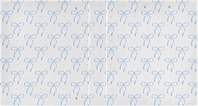 Aslsiy Kids 3 Ring Binder 1.5 Inch Blue Cute Bows Dots Round Clipboard Binder Girls Decorative Harcover Binders Organizer for Office School Supply