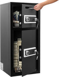 VEVOR Double Door Safe Box, 3.3 Cu. Ft, Heavy Duty Home Safe with Electronic Keypad, Anti-Theft, Digital Safety Lock Box with Key, Drop Slot, for Money, Firearm, Jewelry, Document, Valuables, Black