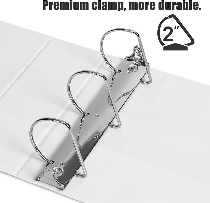 COMIX Heavy Duty Slant-D Ring View Binder, 2 inch 3 Ring Binders, Hold 500 Sheets of 8.5" x 11" Paper, 8 Pack (White)
