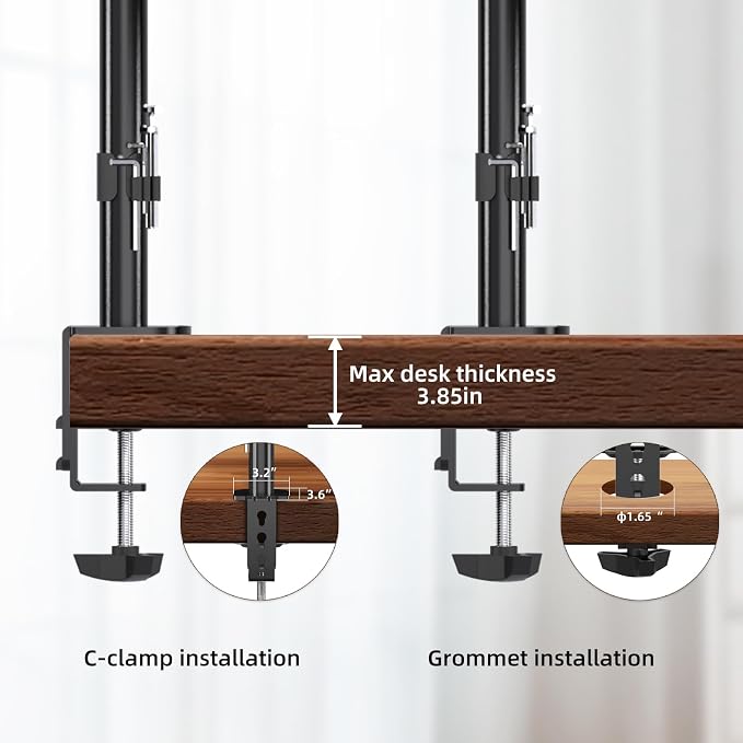 PHOLITEN Monitor Mount for Most 13-32" Computer Screens up to 20lbs,Adjustable Single Desk Monitor Stand with Tilt Swivel Rotation, VESA 75x75mm/100x100mm | Adjustable Single Desk Stand, Tilt Swivel Rotation, VESA 75x75/100x100mm