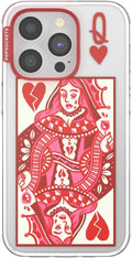 PopSockets iPhone 14 Pro Phone Case with MagSafe- Heart Queen | Magnetic, Wireless Charging, Camera & Drop Protection, Heart, Valentines, Red, Textured