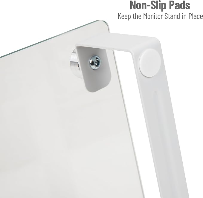 Mind Reader Monitor Stand, Contemporary, Desktop Organizer, Laptop Riser, Office, Glass, Clear