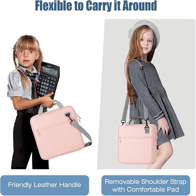 MoKo Zipper Binder, 2-Inch 3 Ring Binder with Zipper, 500 Sheets Capacity Zipper Binders with Shoulder Strap & Handle, Multi-Pocket Zipper Bag Organizer for Work School, Pink & Gray