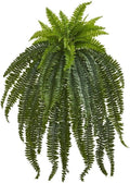 Nearly Natural 48in Boston Fern Artificial Plant, Large Hanging Fake Plant with 52 Long Realistic Fronds, Maintenance-Free Faux Fern for Office and Home Decor