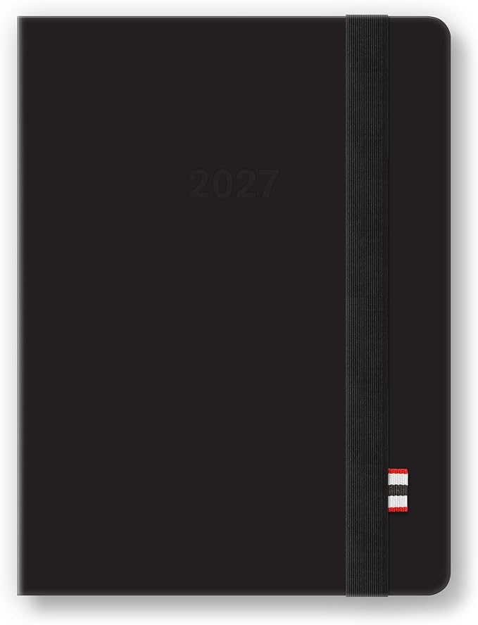 Orange Circle Studio 2027 Black Hunter Jotter Medium Planner, 17-Month Weekly & Monthly Calendar Planner, 6.5" x 8.6", Dot Grid Notes, Time Zone Map, Goal Pages, Work Daily Planner Notebook