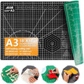 ArtAt Self Healing Cutting Mat: 12inch x 18inch Double Sided 5-Ply Fabric Cutting Mat for Sewing, Quilting & Arts & Crafts - Gridded Rotary Cutting Board Mat in Green/Black.