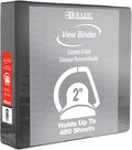 BAZIC Products 2" Black 3-Ring View Binder, Slant-D Ring, 2 Pockets | 2 inside pockets, 2 in Black view 3-ring binder, slant-D rings, holds up to 480 sheets, Durable poly cover, 2 Pockets