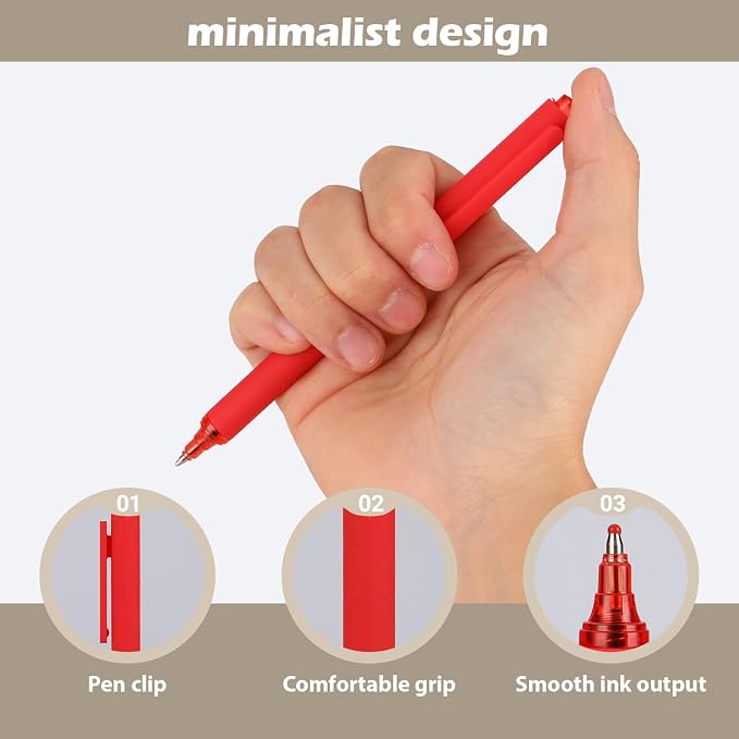 WY WENYUAN 30 Pack Red Click Ballpoint Pens, 1.0mm Medium Point