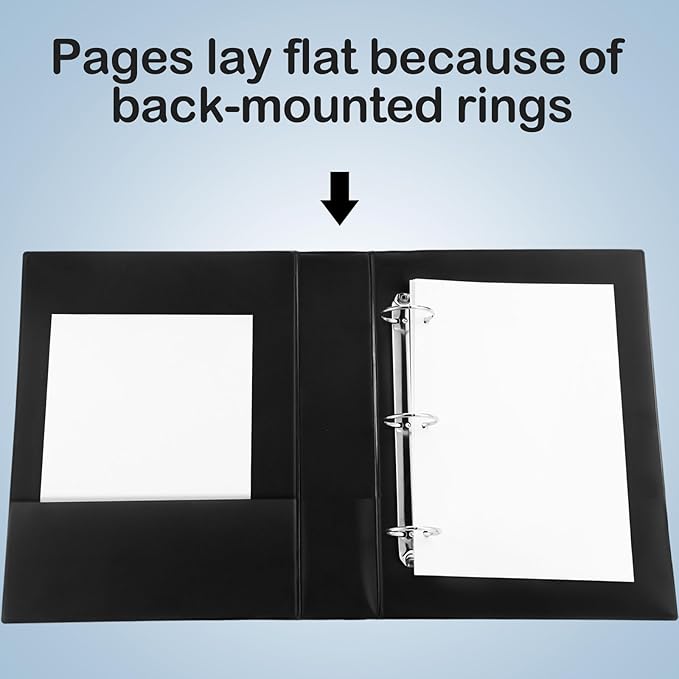 2 Pack Legal Size 3 Ring Binder with 2 Pockets, 2 Inch Round Rings Black Binder, Holds 8.5" x 14" Paper for Classroom Home Office Supplies