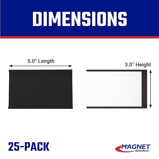 Master Magnetics Heavy-Duty Magnetic Labels - Magnetic Label Holders for a Metal File Cabinet, Shelf, Whiteboard - Fits Signs and Tags - 5" L x 3" H - Includes 35 Perforated Cards - 25-Pack