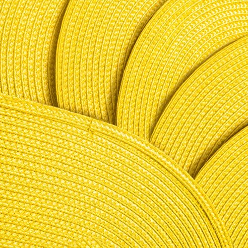AHHFSMEI Placemats Set of 4 for Dining Table Washable Woven Non-Slip 18x12 inches Placemat Heat-Resistant Durable Table Mats for Dining Table Easy to Clean (Oval Yellow, 4)