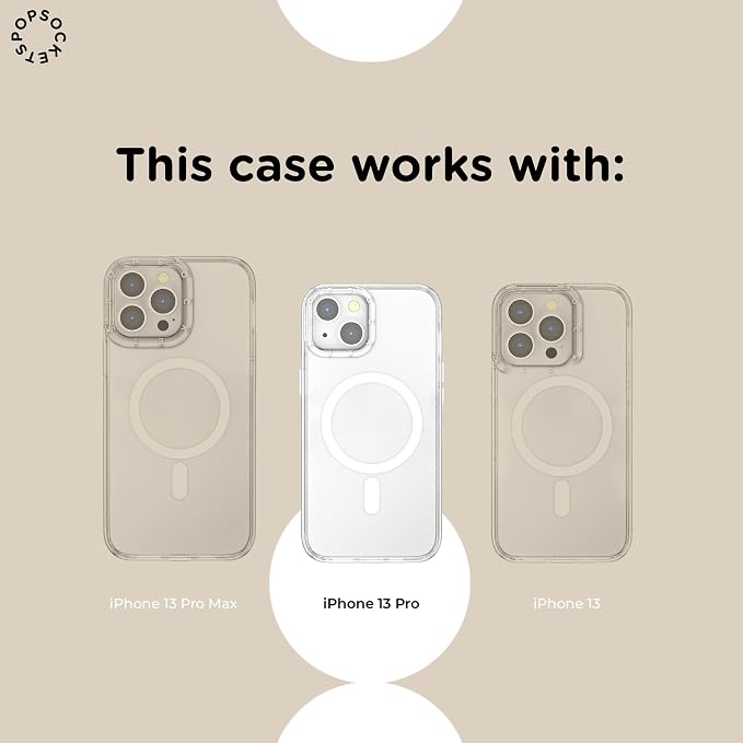 PopSockets iPhone 13 Pro Phone Case with MagSafe, Wireless Charging Compatible, Light Blue - Butterfly Pea Blue