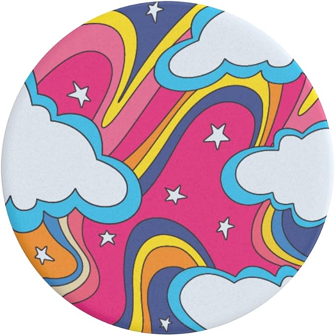 PopSockets Adhesive Phone Grip, Holder, Phone Stand, Celestial - Retro Rainbow