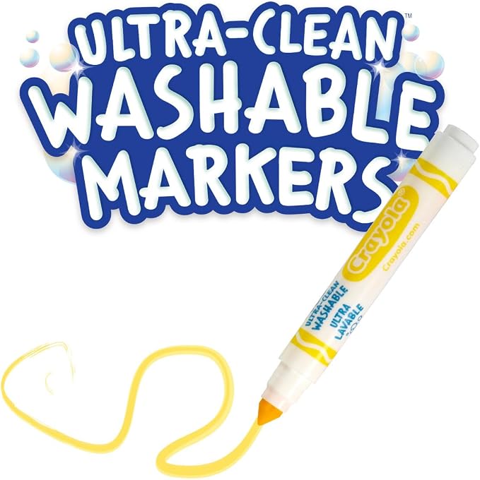 Crayola Ultra Clean Washable Broad Line Markers (12 Boxes), Bulk Classroom Markers for Kids, 10 Colors, Teacher Must Haves Wishlist, Bulk School Supplies