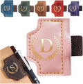 Personalized Mark Bookmark with Pen Holder, Leather Magnetic Book Marker 26 Letters,Custom Initials Page Marks, Gifts for Book Lovers Readers Men Women (Pink, D)