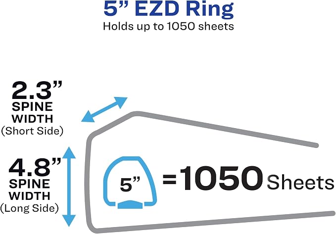 Avery Heavy-Duty 3 Ring Binder, 5" EZD Rings, 1 Black Binder | For Heavy School, Home and Office Use, Reinforced Construction, One-Touch Locking Rings, Covers Standard Dividers, 4 Pockets