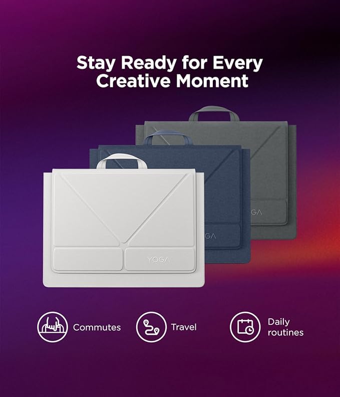 Lenovo Yoga Tote Sleeve Case for Laptops with 16-inch Display, Multi-Compartment Organizer with Convertible Stand, Lightweight Protective Polyester & Microfiber Sleeve, Cosmic Blue