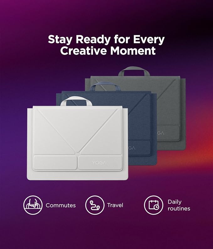 Lenovo Yoga Tote Sleeve Case for Laptops with 16-inch Display, Multi-Compartment Organizer with Convertible Stand, Lightweight Protective Polyester & Microfiber Sleeve, Seashell
