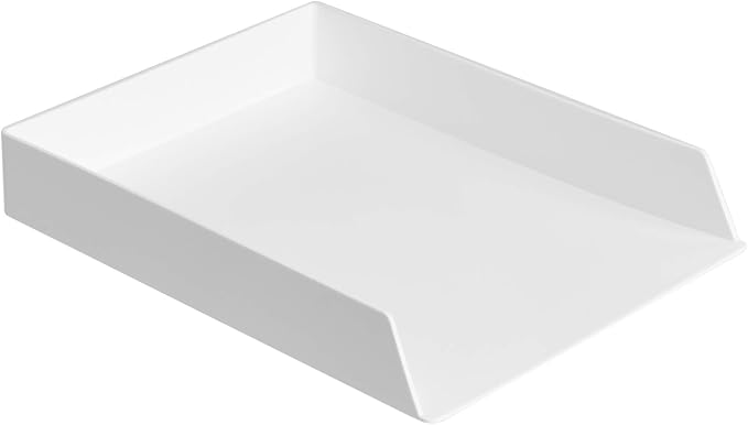 Amazon Basics Rectangular Plastic Desk Organizer, Letter Size Tray for Documents, 13 x 9.7 x 2.2 inches, White, 12-Pack