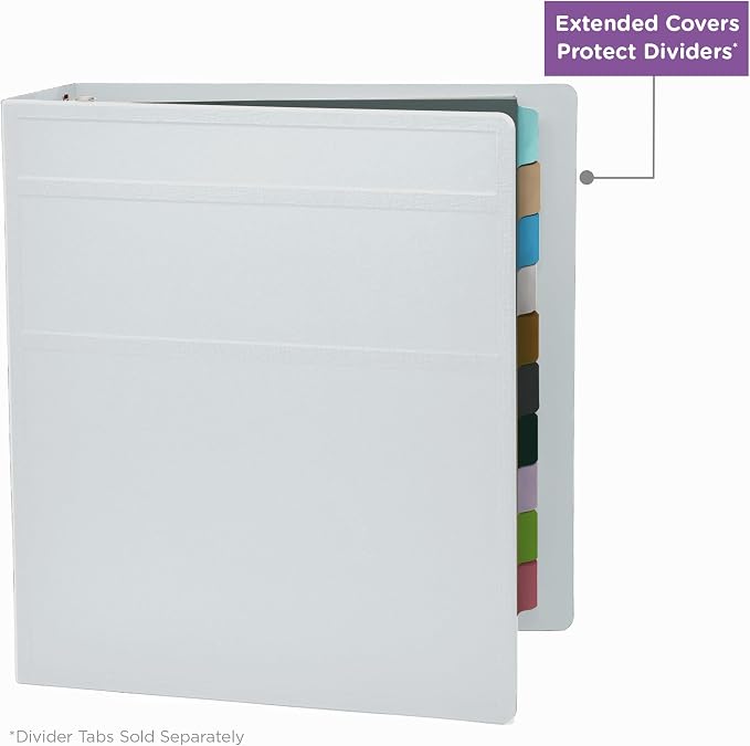 Carstens 2-Inch Heavy Duty 3-Ring Binder - Side Opening, White, Durable Plastic, Precision No-Gap Rings, Waterproof Covers, No Pockets, Holds 300 Letter-Sized Sheets, BPA-Free, Made in USA (2846-3R)