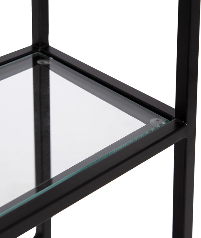 Kate and Laurel Ciel Glam Geometric Rectangular Wall Shelf; 18 x 24; Black; Decorative Shelves for Use as Over-the Toilet Storage or Bedroom Display Shelving