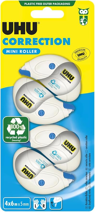 UHU Set of 4 Mini Corrector Rollers 6 x 5 mm