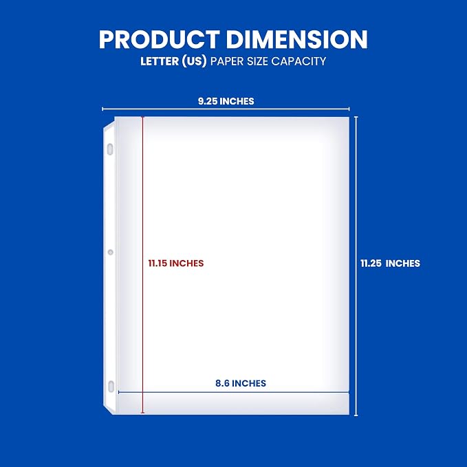 500 Pack Sheet Protectors for 3 Ring Binder, 8.5 x 11 Heavy Duty | Clear Page Protectors for Paper, Plastic Sleeves, Top Loading, Reinforced 3-Hole Punch, PVC Free Acid Free Archival Safe