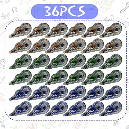 Yexiya 36 Pcs Correction Tape, Colorful Original Correction Tape White Wide Tape Easy to Use Cute Correction Roller for School Home Office Supplies, 0.2 Inch x 39.4 Feet (Blue, Orange, Green)